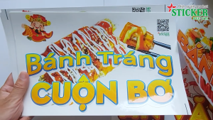 Sticker trang trí hình Bánh Tráng Trộn Cá Viên Chiên Bánh Tráng Nướng Phô Mai Que... Decal nhựa không thấm nước.