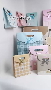 Combo 6/12 Túi Nơ Túi giấy đựng quà tặng mỹ phẩm có nắp có nơ dán nhiều mẫu mã kích cỡ