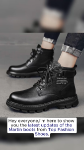 Mens Doc  Winter British style high top Side zipper Black vintage cargo boots outdoor waterproof