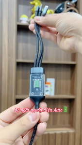 Dây Cáp Sạc Nhanh 3 in 1 Type C Micro pd100w tự động ngắt dòng điện bọc dù