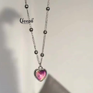 Kalung Liontin Hati Desain Niche Wanita Manis Keren Fashion Kalung All-Match-love | Kalung Love Berubah Warna Mood Pemakai