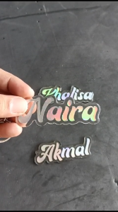 GANTUNGAN KUNCI CUSTOM NAMA HOLOGRAM EMBLEM AKRILIK RESIN SUPER GLOSSY - GANTI TOPI