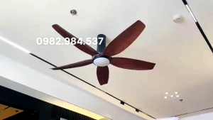 Quạt trần gió mạnhQuạt đèn 5 cánh phòng khách sải cánh 1m44Động cơ lõi đồng 6 tốc độ gió có đảo chiều kèm điều khiển