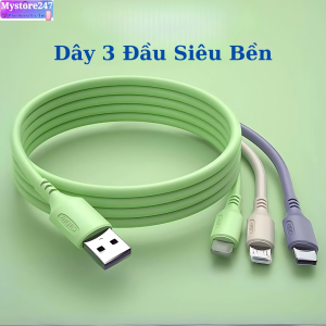 Cáp Sạc Nhanh 3 Đầu Siêu Bền Dùng Cho Tất Cả Các Điện Thoại SmartPhone Sạc Nhanh 3 Trong 1