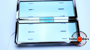 Car Plate DEFLECTOR 2pieces STAINLESS CHROME Cover W/ ACRYLIC Protector Universal titanium chrome
