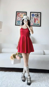 Đầm Ngắn Hai Dây FILILO Vải Lụa Xòe 360 độ Cổ V Snow Dress Váy Dự Tiệc Thiết Kế Cao Cấp