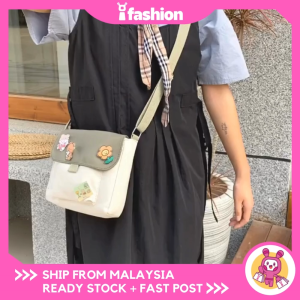 iFASHION 1132 Women Casual Sling Crossbody Shoulder Canvas Tote Messenger Bag Wanita Beg Kanvas Tangan Galas Perempuan
