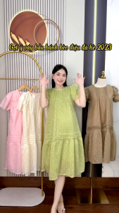 Đầm Bầu Váy Bầu Xinh Thời Trang Thiết Kế Dáng Suông Vải Lụa Tơ Óng Mặc Đi Chơi Dự Tiệc