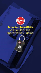 Zehn Gembok 515Bk 23Mm Black Tsa Approved Key Padlock
