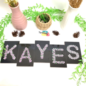 Hiasan Dinding Kustom Nama 10x15cm Alfabet Huruf Font Inisial