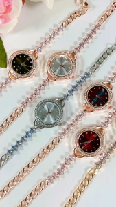 Gelang Jam Tangan Wanita Mewah Titanium Terbaru Strap Permata Kristal 2024