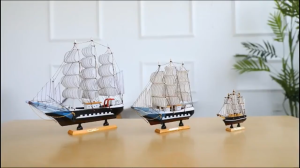 Mô Hình Thuyền Buồm Gỗ 31cm Decor Trang Trí Bàn Học Phòng Khách Phòng Ngủ