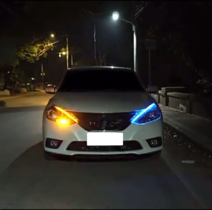AUTOFun Bộ 2 Dây Đèn Led Mí Ô Tô Tích Hợp Xi Nhan Nháy Đuổi 45cm 60cm Silicon Chống Nước