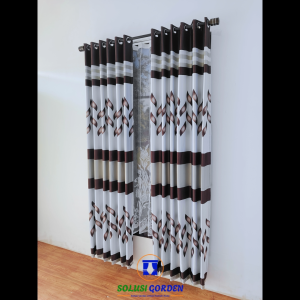 Hordeng Jendela Kamar Mewah Motif Modern Kain Blackout Import Model Smokering