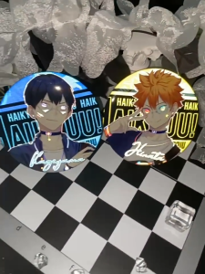 Haikyuu!! Reflective double flash badge 58mm 75mm brooch badge Shoyo Hinata Tobio Kageyama Homo badge brooch Tinplate goods Itabag decorated with brooch badges Fan collection merchandise