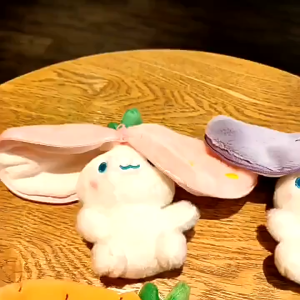 Móc khóa gấu bông 2 trong 1 thỏ dâu cà rốt thú nhồi bông 2in1 bunny hoa quả trái cây tai úp dài siêu cute dễ thương đáng yêu