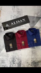 ALISAN Polos HItam Slimfit Kemeja Formal Lengan Panjang Premium