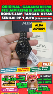 ALBA ORIGINAL - ALBA AS9R09 X1 ALBA AS9R09X1 Men LA - Hitam - Stainless Steel - Diameter 4CM- Water Resist 50 Meter - Jamdunia / Jam dunia JD18  Jam Tangan Pria Jam Pria Jam Tangan Anti Air + ALBA AS9R 09 AS 9R 09 X1 AS9 S003