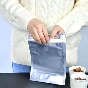 100pcs Half Silver Aluminum Half Clear Stand Up Pouch Set Packaging Resealable Food Packaging Bag Pouch