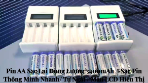 Bộ Sạc Pin AA AAA Pujimax Tự Ngắt + 4 Viên Pin AA 3400mAh Dung Lượng Cao | Dùng Cho Chuột Micro Đồ Chơi