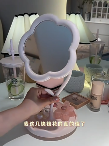 กระจกตั้งโต๊ะ กระจกแต่งหน้า แบบมินิมอล ใช้แต่งหน้า กระจกสีขาว สไตล์เกาหลีสำหรับตกแต่งห้อง