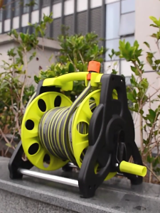 30M Green Garden Hose Reel Tiga Struktur PVC Hose Rak Penyimpanan Paip Air Pemegang Hose