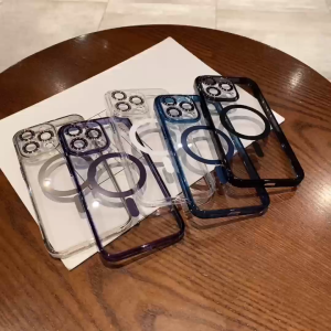 ELEVEN 2 Double-Protection Full Lens Cover Wireless Magnetizing Plating Hard Case for iPhone 15 14 13 12 11 Pro Max.