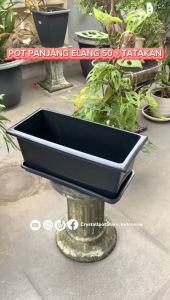 POT BUNGA TANAMAN PANJANG ELANG EGP 50 HITAM + TATAKAN BAWAH HITAM
