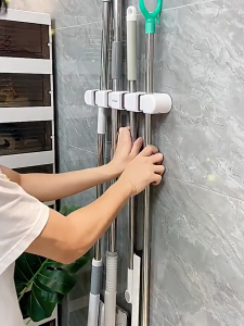 【SG READY STOCK】Broom Holder Heavy Duty Practical Clip Mop Organizer Wall Mount Hook Space Saving Hanger Multifunctional