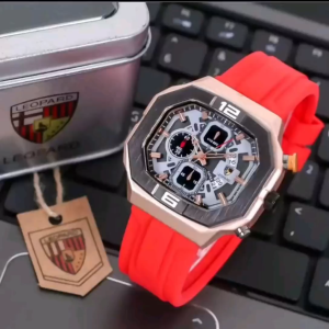 Jam Tangan Leopard 8824 Tanggal Aktif Chrono Off Tali Silicone/Rubber Original Pria