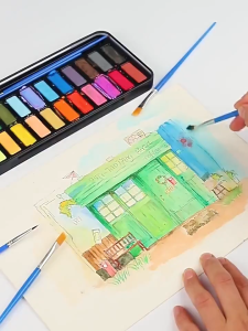 SK-A98 Kuas Lukis Cat Air Paint Brush Nilon Ujung Pointed dan Flat / Kuas Kecil Lancip Datar Akrilik