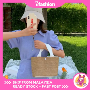 iFASHION 1231 Woman Cute Net Female Handbag Travel Seaside Beach Picnic Vacation Straw Bag Beg Kain Kecil