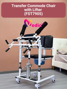 Elderly Bedridden Patient Transfer Commode Chair With Lifter/ Multifunctional Lifting Wheelchair With Hydraulic Pump