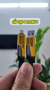 Cáp sạc nhanh đa năng 4 in 1 - Sạc siêu nhanh C-LC-C Usb-L USB-C tối đa 65W dây bọc dù đầu cáp kim loại sạc nhanh
