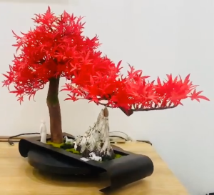 Bộ tượng Thiền Sư tọa thiền dưới tán cây phong đỏ hàng thủ công mỹ nghệ nhập khẩu cao cấp
