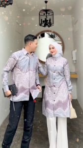 Piramid Series Tunik Kemeja Lengan Panjang Batik Couple Seragam Modern Atasan Baju Kerja Wanita