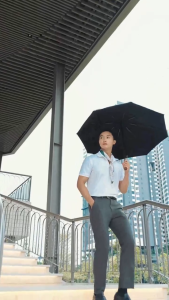 Ô dù tự động gấp gọn thông minh 2 chiều Chagoi Nason Umbrella - Cán gỗ hiếm KHẮC TÊN dát vàng theo yêu cầu - Che nắng che mưa - Vải chống thấm nước