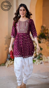 Ready to Wear Embroidery Printed Top And Plazo Dhoti Traditional Style