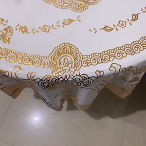 4/6/8/10 Seat Round Tablecloth Golden Oil-proof Table Cover Waterproof Table Mat for Dining Room Anti-scalding PVC Table Cloth