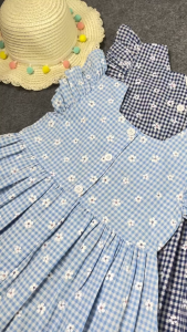 Leia - 45 Jasmine Gingham Dress / Dress Kotak Bunga Melati Anak Perempuan Usia 3-7 Tahun