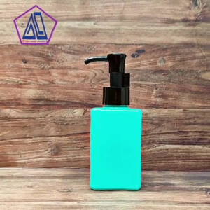 Botol Plastik 100ml Kotak Hijau Tutup Pump Lotion Clip Oil
