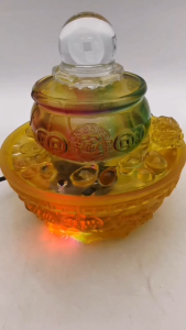 Chop Tan Lam Hin  Yellow Crystal Box for Ingots Flowing Water 陈南兴 黄水晶盒元宝流水