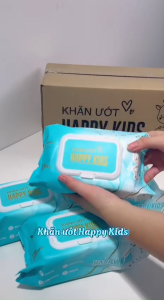 HÀNG CÔNG TY_Khăn ướt Happy Kids gói 100 tờ không mùi không parabens chuyên dùng cho em bé