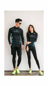 SURF READY STOCK swimsuits for women Couple Swimwear Women Men Long Sleeve Swimsuit 3 pieces Swimming Suit Women Men Diving Suit Swimsuit Rash Guard Snorkeling Suit Baju Renang Baju Surf Dinner Rash Guard 情侣男女长袖套装泳衣 swimming suit for women 女泳衣套装大码