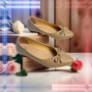 Flat Shoes Wanita Kasual Ballet dengan Aksen Pita Elegan - Tampilan Kulit Sintetis
