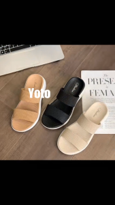 YOTO Women Shoes Rubber Made 5cm Heightened Slippers with Two Strap Slip On Slippers