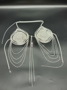 Stonefans คริสตัลชุดชั้นในโซ่ด้านบนปกหน้าอกบิกินี่เครื่องประดับเซ็กซี่พู่ร่างกายโซ่