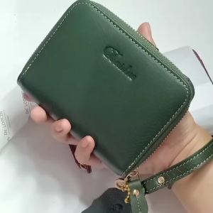 กระเป๋าสตางค์หนังแท้แฟชั่นเกาหลี 2พับ ซิปรอบ สไตล์คลาสสิก ขนาด 4*5นิ้ว ดีไซน์ทันสมัย