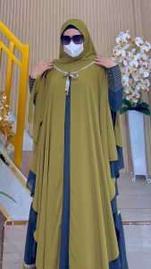 TERBARU One Set Gamis Syari Jubah Kode MAHIKA Bahan Ceruty Babydoll Premium by Ory AjeZas Collection
