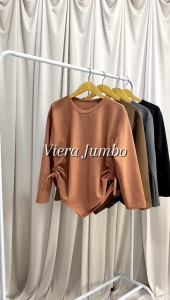Vierra JUMBO / Atasan serut rib Knit Lengan panjang daily Blouse / Valen top Jumbo xL / Mayva